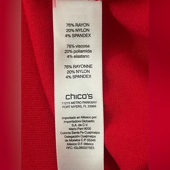 Chico's  Red Long Sleeve Tunic Top Size 12 - Picture 5 of 11